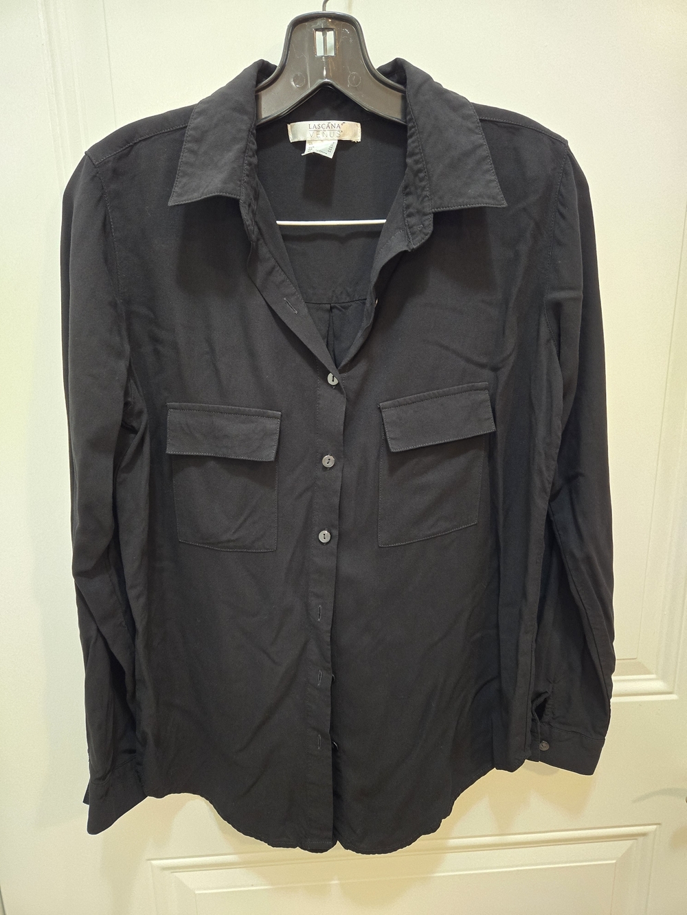 LASCANA Black Button-Front Utility Blouse